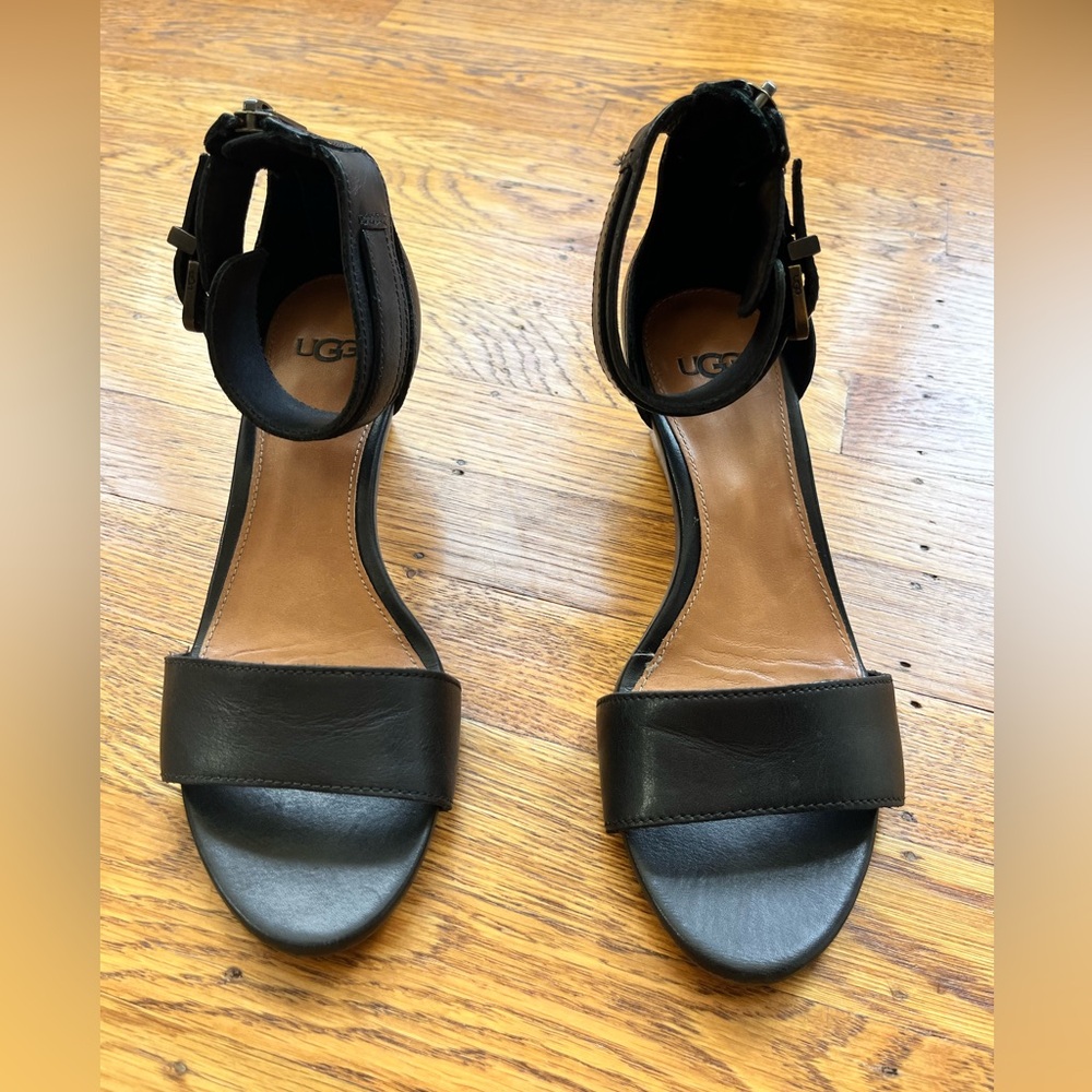 UGG Women's Black Leather Sandals